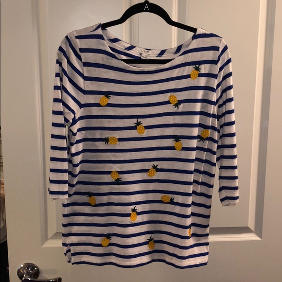 J. Crew 🍍 Cotton Boatneck 3/4 sleeve top - Picture 2 of 8